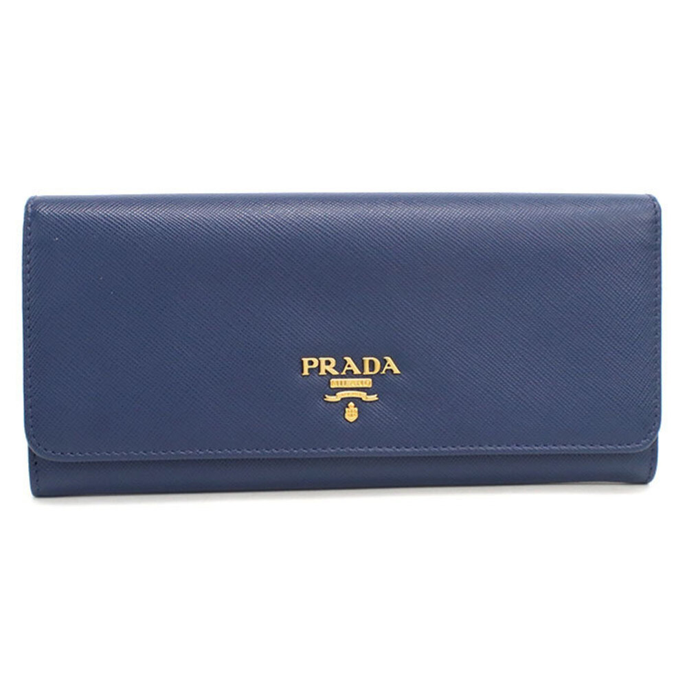 PRADA Prada Bi-fold Long Wallet 1MH132 Saffiano Leather Women's Blue